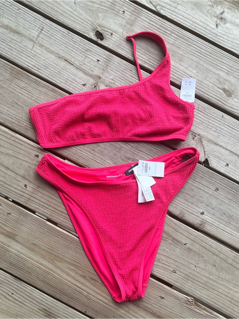 Abercrombie & Fitch Bright Pink One-Shoulder Bikini